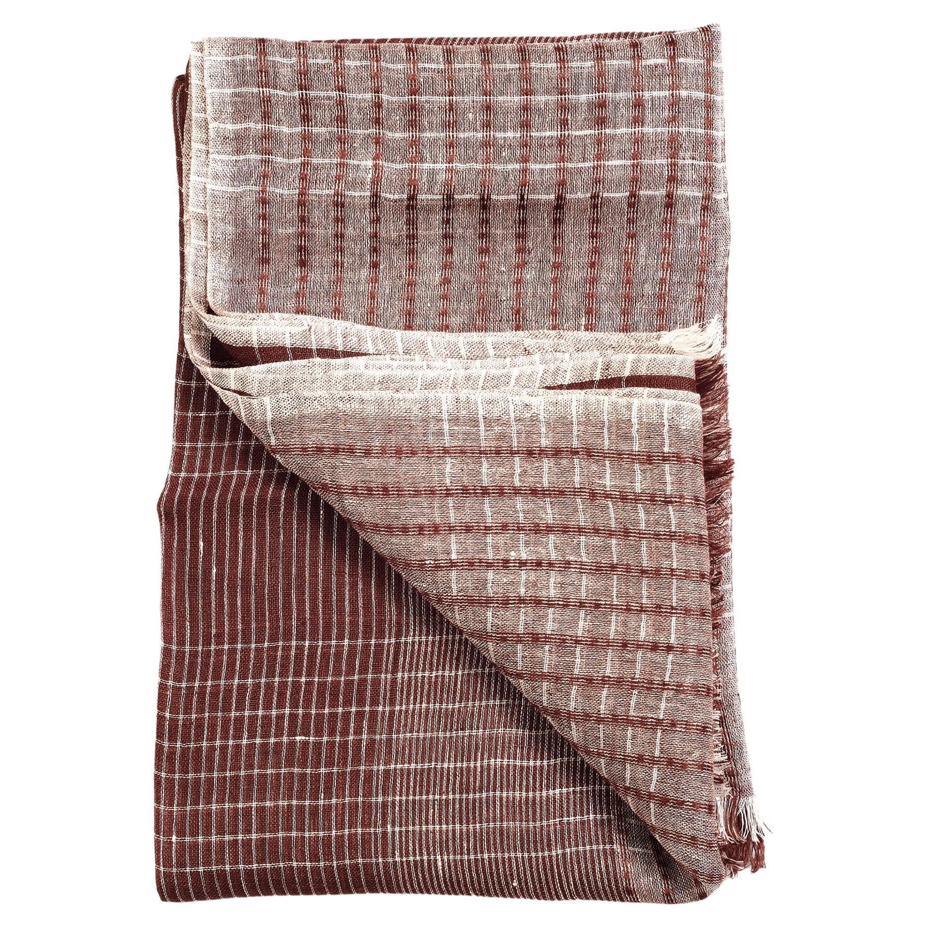 Auro White Maroon Soft Linen Handwoven Artisanal Scarf