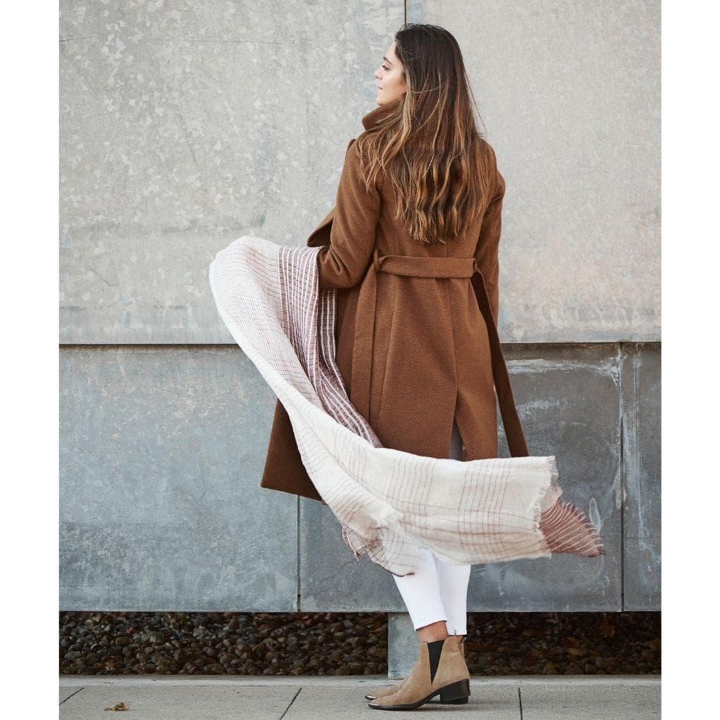 Auro White Maroon Soft Linen Handwoven Artisanal Scarf — 3