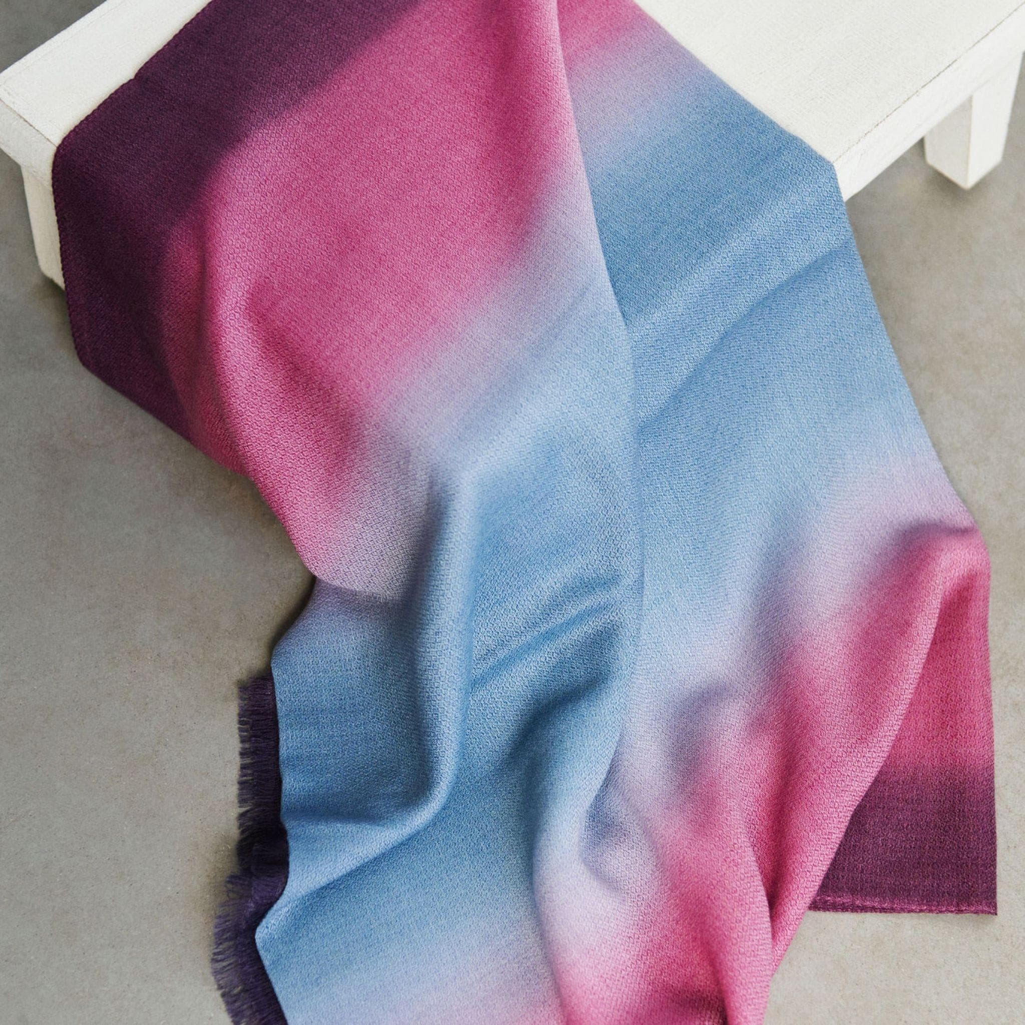 Iris Haze Cashmere Merino Modern Artisanal Handwoven Scarf — 3