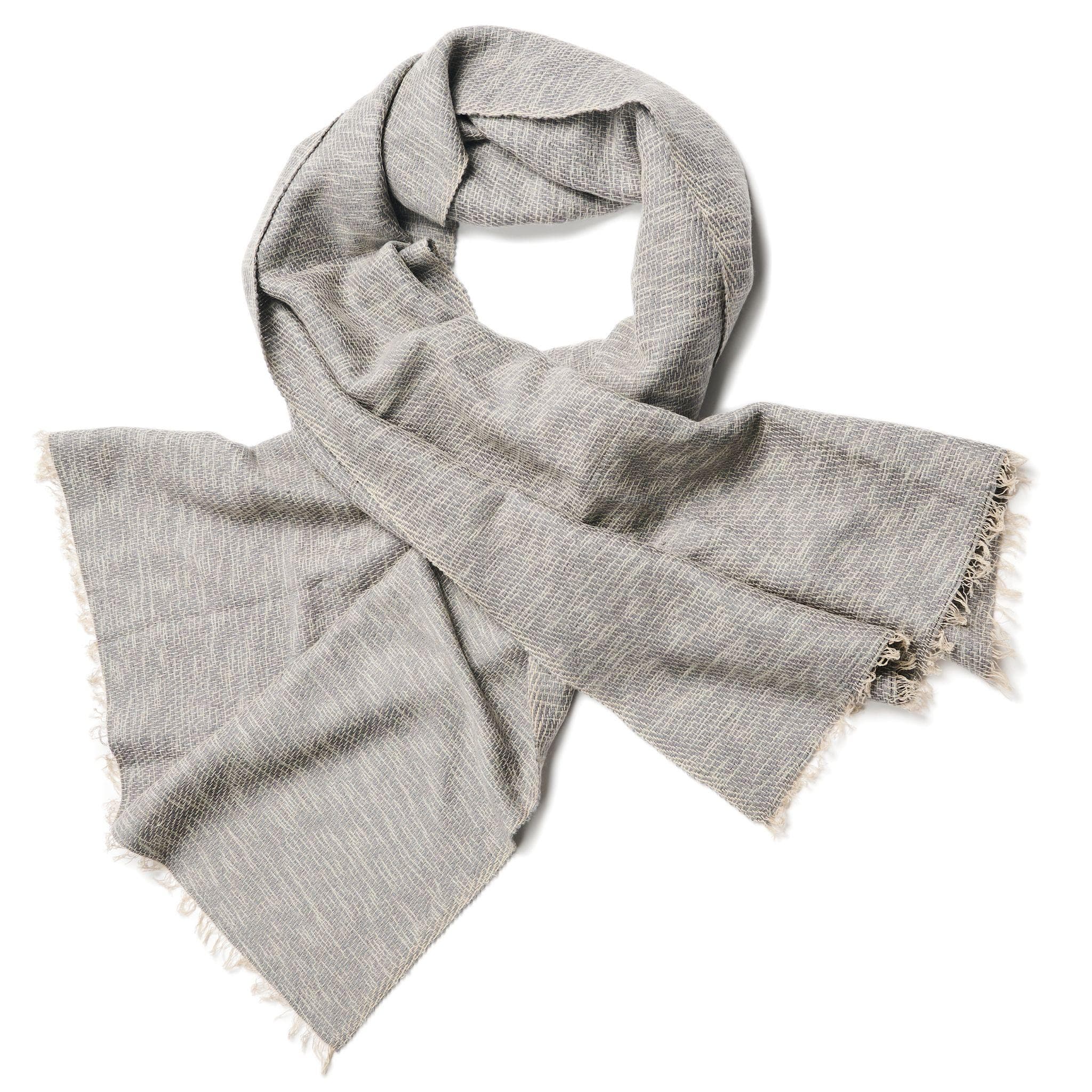 Limestone Handwoven Soft Cashmere Merino Scarf in Neutral Gray — 4